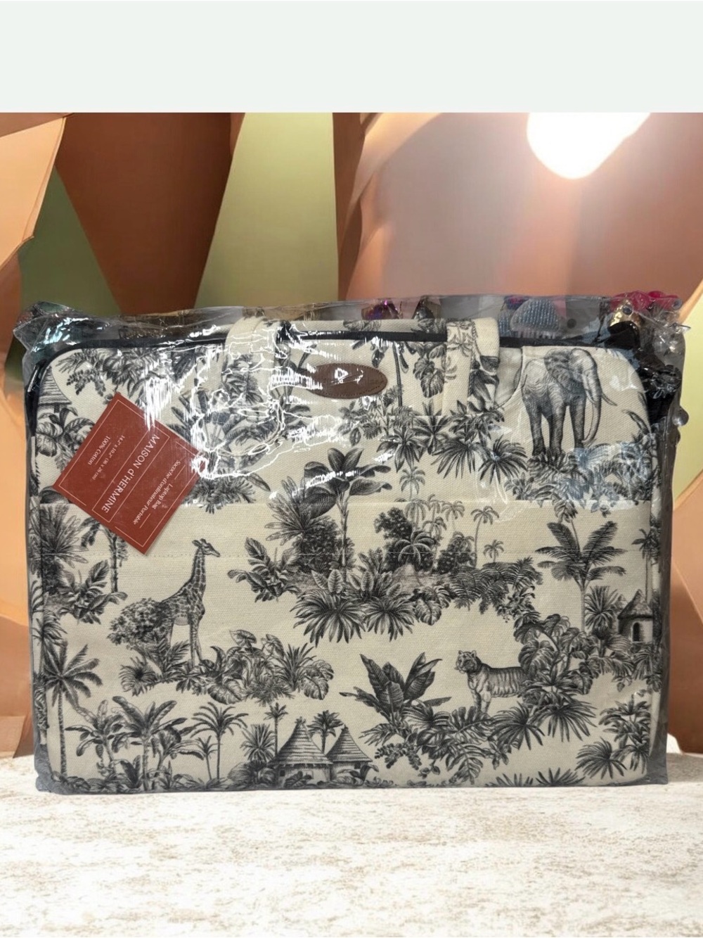 Maison d' Hermine Black and Cream Toile Laptop Bag